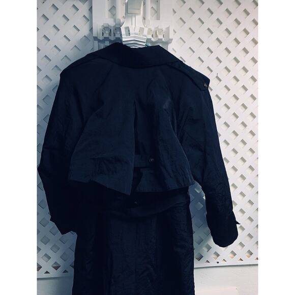 Sz 10 Vtg Maggie Lawrence Long Trench Rain Coat Black Belted Zip Out Lining EUC - Picture 9 of 16